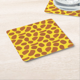 かわいい黄色のキリンの肌のシームレスなパターン スクエアペーパーコースター