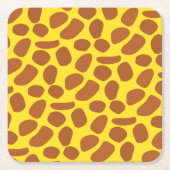 かわいい黄色のキリンの肌のシームレスなパターン スクエアペーパーコースター (正面)