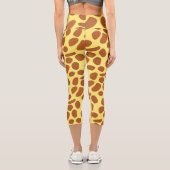 かわいい黄色のキリンの肌のパターン カプリレギンス (裏面)