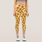 かわいい黄色のキリンの肌のパターン カプリレギンス (正面)
