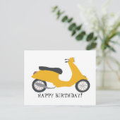 かわいい黄色のスクーター HAPPY BIRTHDAY オーダーメイド ポストカード (スタンド正面)