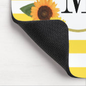 かわいい黄色のストライプフローラひまわり マウスパッド (コーナー)