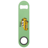 かわいい黄色のタクシーおもしろい漫画イラストレーション スピード栓抜き (裏面)