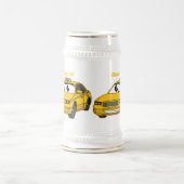 かわいい黄色のタクシーおもしろい漫画イラストレーション ビールジョッキ (中央)