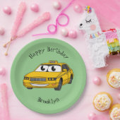 かわいい黄色のタクシーおもしろい漫画イラストレーション ペーパープレート (パーティー)