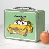 かわいい黄色のタクシーおもしろい漫画イラストレーション メタルランチボックス (インサイチュ)
