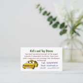 かわいい黄色のタクシーおもしろい漫画イラストレーション 名刺 (スタンド正面)