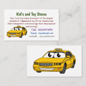 かわいい黄色のタクシーおもしろい漫画イラストレーション 名刺 (正面/裏面)