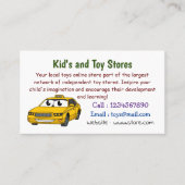 かわいい黄色のタクシーおもしろい漫画イラストレーション 名刺 (正面)