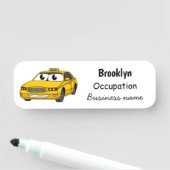 かわいい黄色のタクシーおもしろい漫画イラストレーション 名札 (インサイチュ)