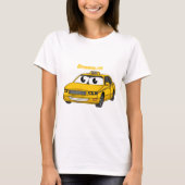 かわいい黄色のタクシーおもしろい漫画イラストレーション Tシャツ (正面)