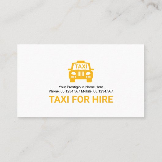 かわいい黄色のタクシーを呼び出し専用の運転手 名刺 (裏面)