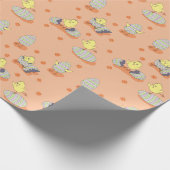 かわいい黄色のチックパターンイースターラッピング紙 ラッピングペーパー (角)