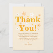 かわいい黄色のデイジー誕生日 サンキューカード (正面)