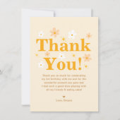 かわいい黄色のデイジー誕生日 サンキューカード (正面)