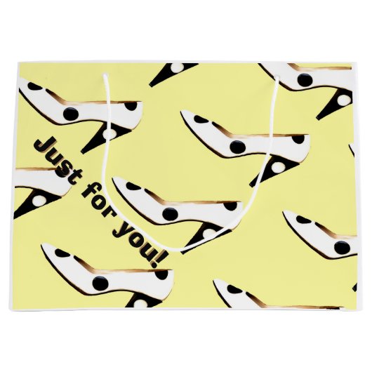 かわいい黄色のハイヒール靴 ラージペーパーバッグ (正面)