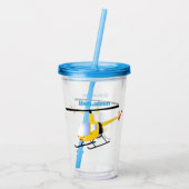 かわいい黄色のハッピーカートゥーンヘリコプター アクリルタンブラー (裏面)