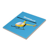 かわいい黄色のハッピーカートゥーンヘリコプター タイル (側面)