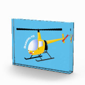 かわいい黄色のハッピーカートゥーンヘリコプター フォトブロック (右)