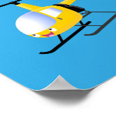 かわいい黄色のハッピーカートゥーンヘリコプター ポスター (角)