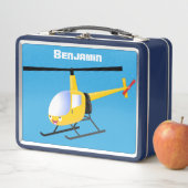 かわいい黄色のハッピーカートゥーンヘリコプター メタルランチボックス (インサイチュ)
