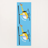 かわいい黄色のハッピーカートゥーンヘリコプター ヨガマット (裏面)