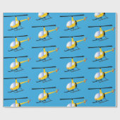 かわいい黄色のハッピーカートゥーンヘリコプター ラッピングペーパー (フラット)