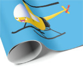 かわいい黄色のハッピーカートゥーンヘリコプター ラッピングペーパー (ロールコーナー)