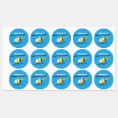 かわいい黄色のハッピーカートゥーンヘリコプター ラベル (シート)