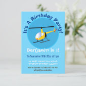 かわいい黄色のハッピーカートゥーンヘリコプター 招待状 (スタンド正面)