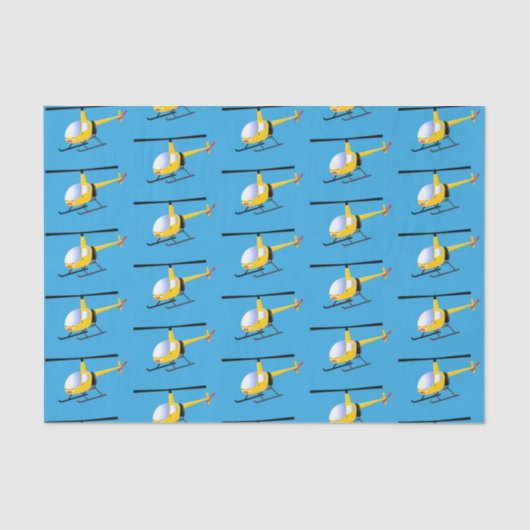 かわいい黄色のハッピーカートゥーンヘリコプター 薄葉紙 (正面)