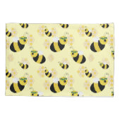 かわいい黄色のハニービーハニカムキッズルーム 枕カバー (裏面)