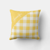 かわいい黄色のバッファロープレイドチェックパターン名 クッション (裏面)