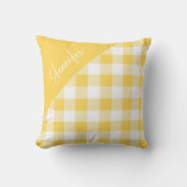 かわいい黄色のバッファロープレイドチェックパターン名 クッション (正面)