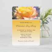 かわいい黄色のバラの花のバレンタインデーパーティー 招待状 (スタンド正面)