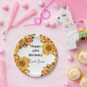 かわいい黄色のバラ40歳の誕生日 ペーパープレート (パーティー)