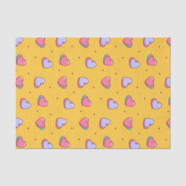 かわいい黄色のバレンタインデーのハートドゥードルパターン 薄葉紙