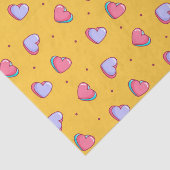 かわいい黄色のバレンタインデーのハートドゥードルパターン 薄葉紙 (詳細)