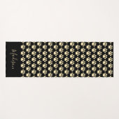 かわいい黄色のパウパーソナライズされたプリント黒ヨガマット ヨガマット (正面(横))