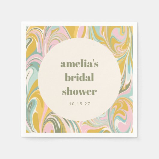 かわいい黄色のパステル抽象カスタム ブライダルシャワー スタンダードカクテルナプキン (正面)
