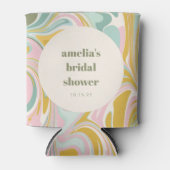 かわいい黄色のパステル抽象カスタム ブライダルシャワー 缶クーラー (正面)