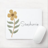 かわいい黄色のフローラあなたの名前の水色 マウスパッド (マウス)