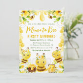 かわいい黄色のフローラハニービーベビーシャワー 招待状 (スタンド正面)