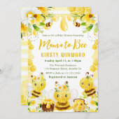 かわいい黄色のフローラハニービーベビーシャワー 招待状 (正面/裏面)