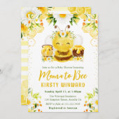 かわいい黄色のフローラハニービー赤ちゃんシャワー 招待状 (正面/裏面)