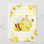 かわいい黄色のフローラハニービー赤ちゃんシャワー 招待状 (裏面)