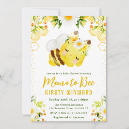 かわいい黄色のフローラハニービー赤ちゃんシャワー 招待状