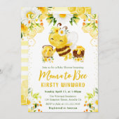 かわいい黄色のフローラハニービー赤ちゃんシャワー 招待状 (正面/裏面)