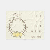 かわいい黄色のフローラリースベビーマイルストーン フリースブランケット (正面(横))