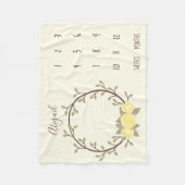 かわいい黄色のフローラリースベビーマイルストーン フリースブランケット (正面)